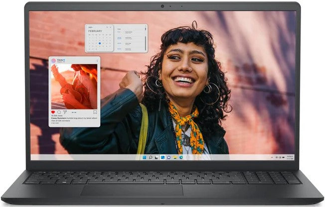 Esquire Dell Inspiron 15 3530 Intel Core i5 Laptop with a vibrant screen showing a smiling woman and desktop widgets