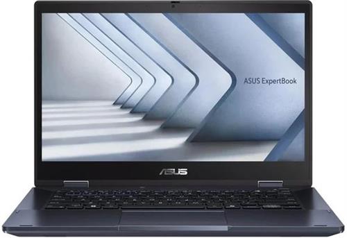 ASUS ExpertBook B3 i5 Laptop open showing keyboard and display with modern geometric background