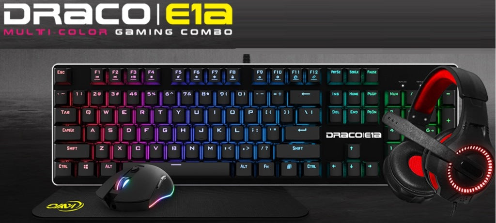 KWG Draco E1A 4 in 1 RGB Gaming Mouse, Keyboard, Headset and Mouse Pad